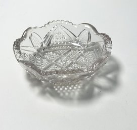 Vintage  Small Clear Glass Bowl With Unique Pattern