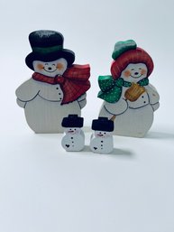 Collection Of Four Wooden Snowmen