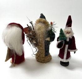 Collection Of Three Rustic Handmade Santas