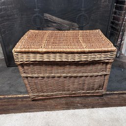 Large Wicker Lidded Storage Basket