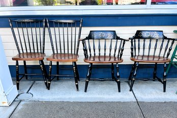 Four Black & Brown Hitchcock Harvest Dining Chairs