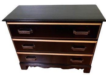 Modern 3 Drawer Black And Gold Asian Style Dresser