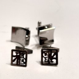 Two Pairs Of Vintage Cuff Links, Including 925 Sterling Silver