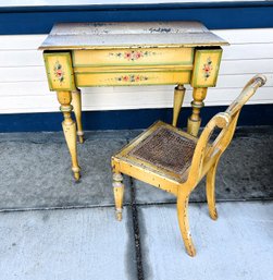 Vintage French Vanity / Desk And Matching Chair