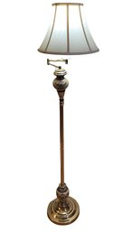 Stunning Cloisonne Floor Lamp With Adjustable Brass Swing Arm