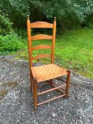 Antique Ladder Back, Woven Rush Country Rocking Chair