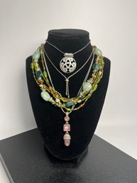 Layered Necklace Lot Including Semi-precious Gems Such As Jadeite. Lot #6