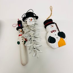 Trio Of Snowman Ornaments, Holiday & Christmas Decor