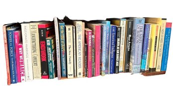 A Shelf Full Of Mostly Nonfiction Paperbacks Including Short Stories, Social Rights, & More