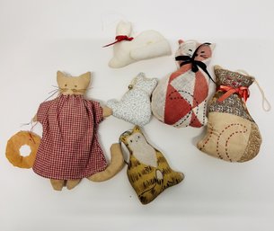 Collection Of 6 Vintage Cat Ornaments, Christmas Decor