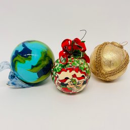 3 Large Christmas Ball Ornaments, Including Disney