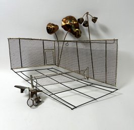 Unique Brutalist Style Metal Wall Sculpture Of Tennis Courts