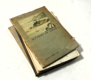 Collection Of Vintage Books About Japan, Including Japanese Music, Japanese Art, And Scenery Of Japan
