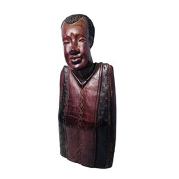 Large Ironwood African Carved Bust Statue Of A Man