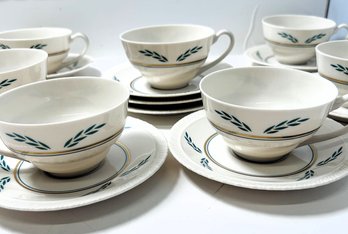 Set Of 7 Cups & Saucers By Hanover China, Coronation Pattern, With 2 Extra Saucers