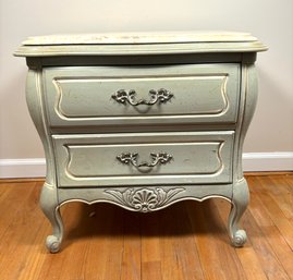 Hickory Furniture French Louis XV Style French Blue Night Stand 1 Of 2 Marble Top