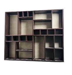 Large Wooden Display Shelf With Multiple Cubbies