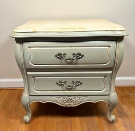Hickory Furniture French Louis XV Style French Blue Night Stand 2 Of 2 Marble Top
