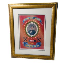 Replica Print Of The 1860 Banner That Welcomed Abraham Lincoln To Norwich CT