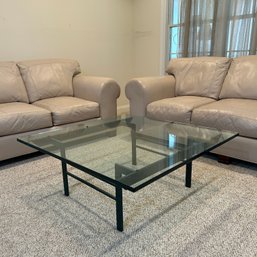 Modern Glass Top Coffee Table With Metal Base