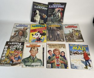 Lot Of 10 National Lampoon And Mad Magazines, 1970s & 1980s