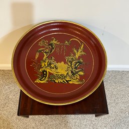 Large Decorative Painted Platter From Thailand