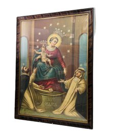 Extra Large Tapestry Artwork Of 'rosario Ave Marie' Our Lady Of The Rosary, Framed