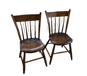 Pair Of Antique Wooden Side Chairs