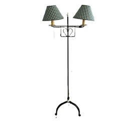 Country Style Metal Base Table Lamp With Two Lights, Matching Shades