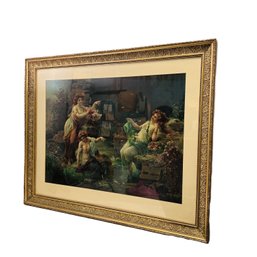 Gorgeous Print Of Water Nymphs By Hans Zatzka (austrian, 1859-1945), Framed