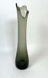 Captivating MCM Swing Art Glass Vase In A Smokey GrayGreen