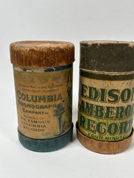Antique Columbia Phonograph & Edison Records Rolled Cylinder Recordings