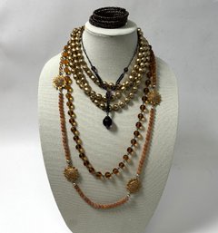 Fun Mix Of Vintage Necklaces & A Wrap Bracelet