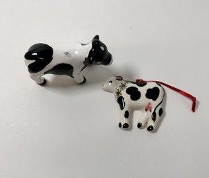 Porcelain Christmas Cow Ornaments