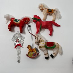 Set Of 6 Horse Themed Christmas Ornaments