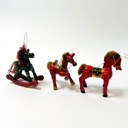 Wooden Russ Berrie Horse Ornaments