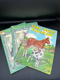 Set Of 3 Vintage 1960s Oversized Soft Cover Children's Books Including Mother Goose