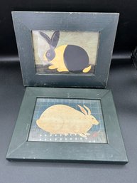 Pair Of Rabbit Americana Style Framed Prints