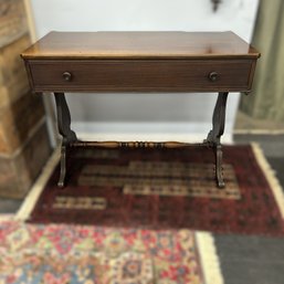Boston MA Paine Furniture Co Antique Trestle Base Console Table Or Desk