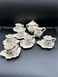 Antique Miniature Tea Set - Adorable Leaf & Golden Theme