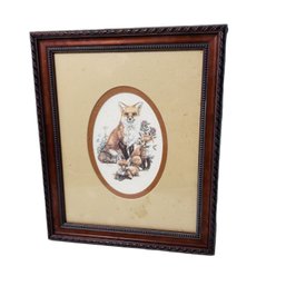 The Fox Cubs Watercolor By Eileen Hayes, Framed & Matted