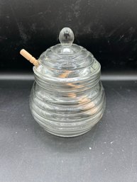 Adorable Clear Glass Honey Pot