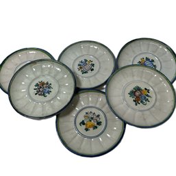 Set Of 6 Italian Pottery Hand Painted Saucers