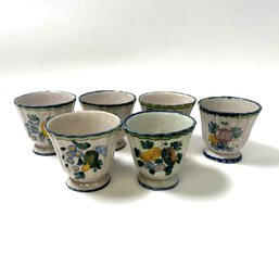 A Set Of Six Hand Painted Italian Pottery Demitasse Espresso Mugs