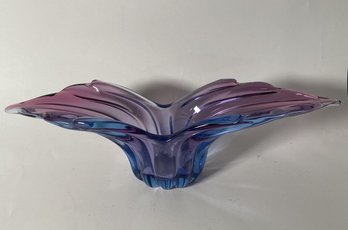 Alfredo Barbini Murano 'Venetian' Sommerso Winged Glass Centerpiece Bowl