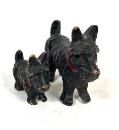 Pair Of Small Wooden Scottie Dog Figurines