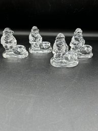 Set Of 4 William Sonoma Clear Glass Tiny Taper Candle Holders