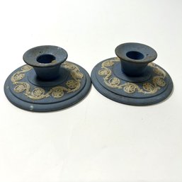 A Pair Of Wedgwood England Candlestick Holders