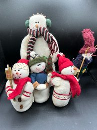 A Great Grouping Of Stuffed Snowmen - Great Winter Decor!