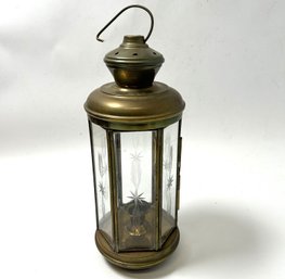 Gorgeous Brass & Etched Crystal Candle Hanging Lantern